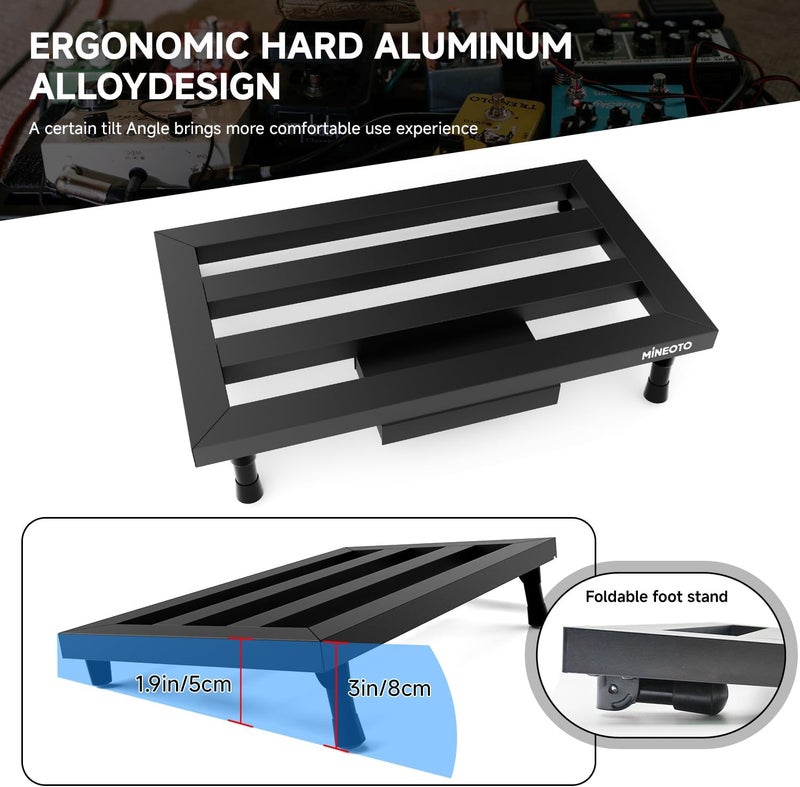 MIOTO 19.9”x12”Aluminum Alloy Guitar Pedal Board 1.7lb Super Light Large Effect Pedalboard with Carry Bag - Image 4